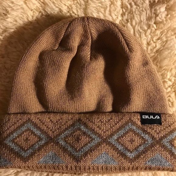 BULA knitted winter hat/ toque. Brown and light blue. Unisex. O/S. - Picture 4 of 5